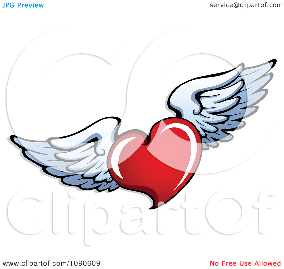 1080x1024 Heart With Angel Wings Clipart