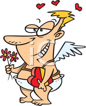 286x350 Picture Of A Lovestruck Man Wearing Angel Wings, Holding Flowers
