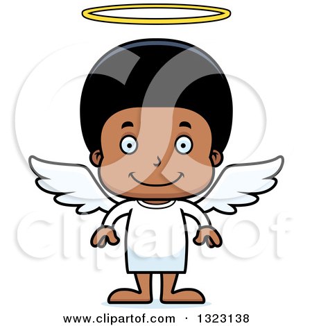 450x470 Clipart Of A Cartoon Happy Black Angel Boy