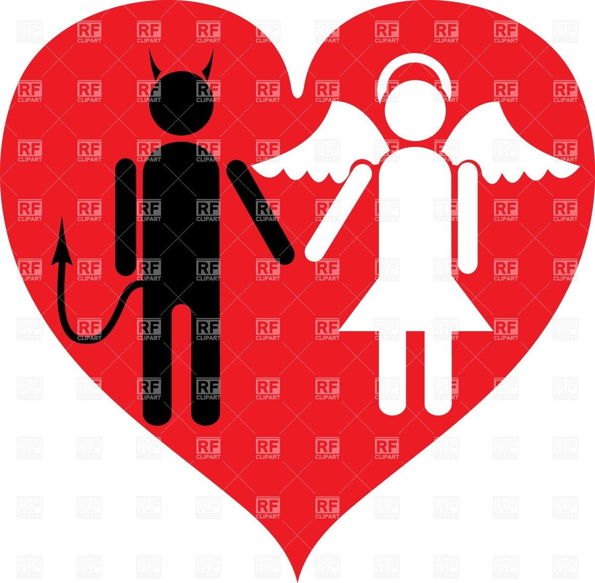 1200x1176 Devil And Angel In Love Royalty Free Vector Clip Art Image