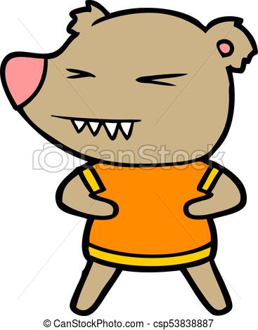 367x470 Angry Bear Cartoon In T Shirt Vector