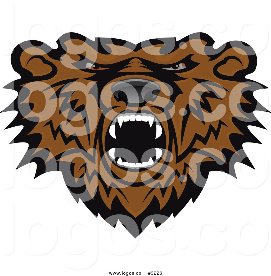 1024x1044 Royalty Free Vector Of An Angry Brown Bear Head Logo By Vector