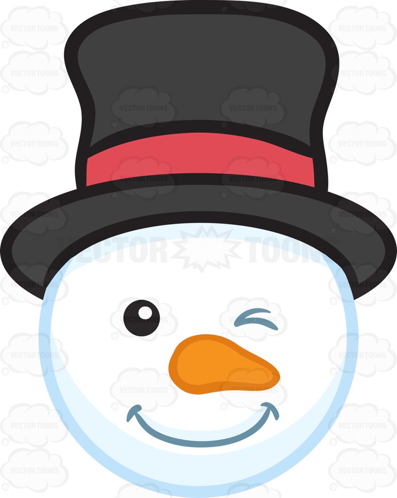 817x1024 A Winking Snowman Head Cartoon Clipart Vector Toons