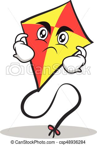314x470 Angry Face Red Kite Character Cartoon Vector Illustration Vector