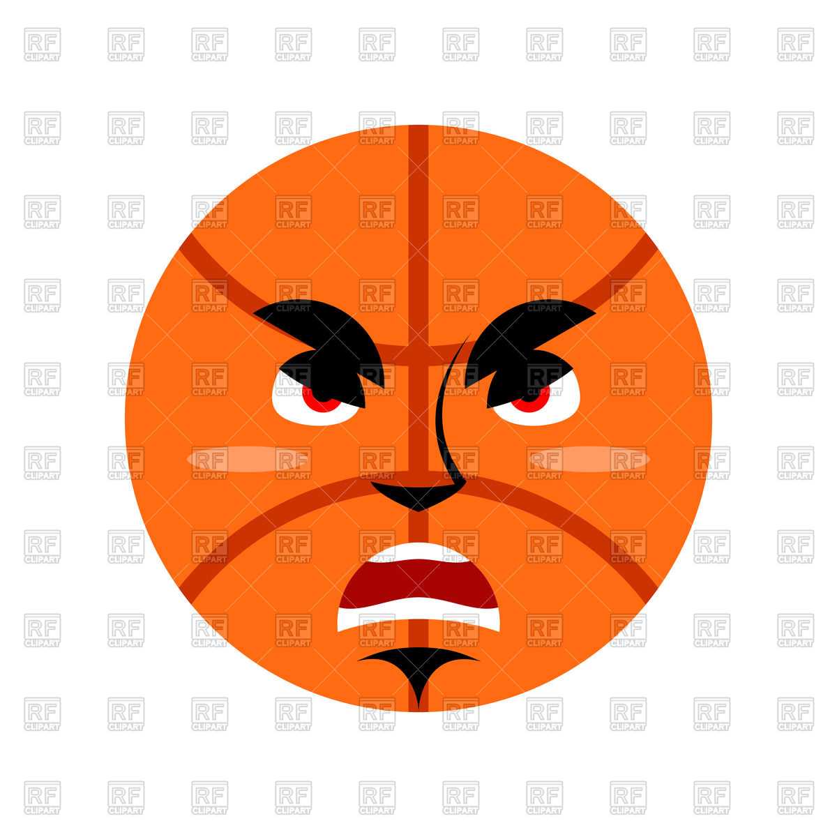 1200x1200 Basketball Ball Angry Emoji Royalty Free Vector Clip Art Image