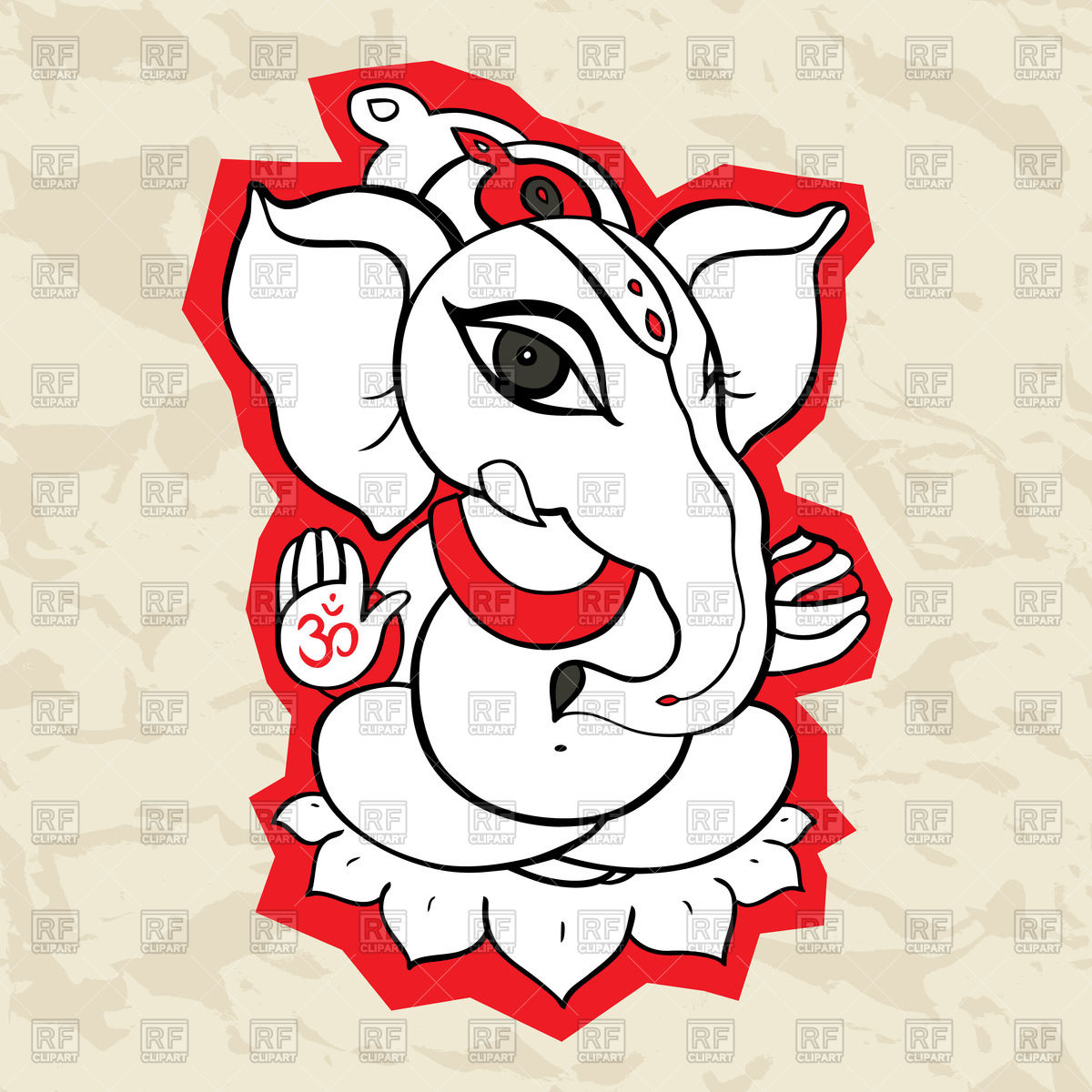 1200x1200 Outline Of Ganesha With Red Contours Royalty Free Vector Clip Art
