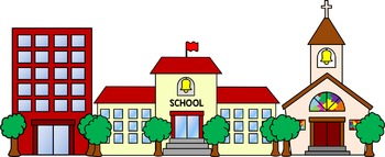 350x143 Community Buildings Clip Art Set