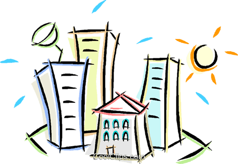 480x332 Houses And Apartment Buildings Royalty Free Vector Clip Art