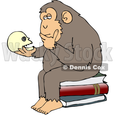 400x400 Clipart Illustration Of Wise Monkey Holdingnd Gazingt