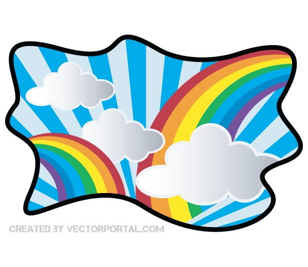 600x520 Vector Rainbow With Cloud Clip Art Download Free Vector Art