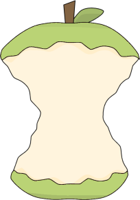 204x290 Green Apple Core Clip Art