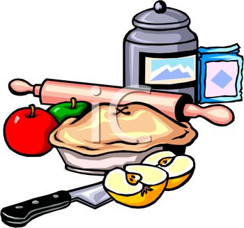 350x327 Clip Art Illustration Of Kitchen Implements And An Apple Pie