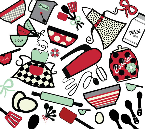 570x505 Baking Retro Digital Clip Art Instant Download Mint And Red