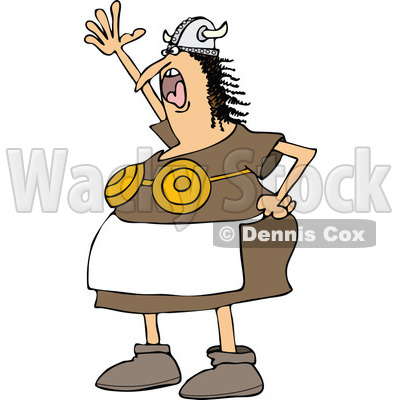 400x400 Clipart Of A Mad Shouting Viking Woman In An Apron And Bra