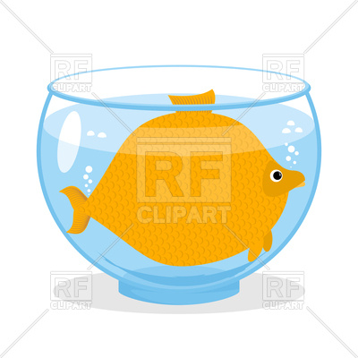 400x400 Cartoon Big Goldfish In Aquarium Royalty Free Vector Clip Art