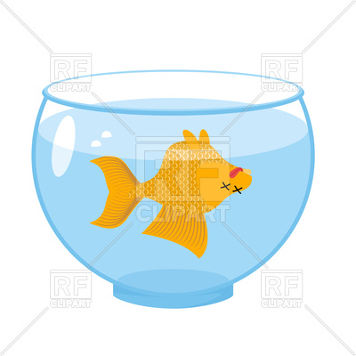 400x400 Dead Gold Fish In Aquarium Royalty Free Vector Clip Art Image
