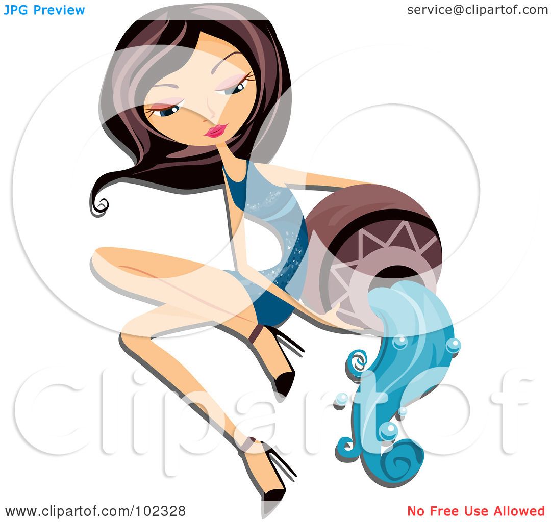 1080x1024 Royalty Free (Rf) Clipart Illustration Of A Beautiful Aquarius
