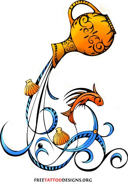 411x590 35 Cool Aquarius Tattoo Designs Aquarius Sign Tattoos Someday