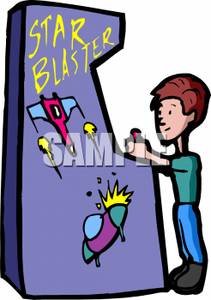 211x300 Clip Art Image A Boy Playing An Arcade Game