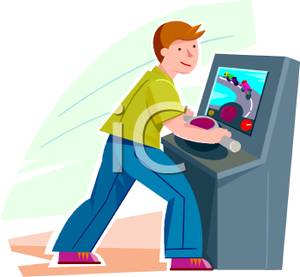 300x277 Kid Playing A Motorcycle Arcade Game