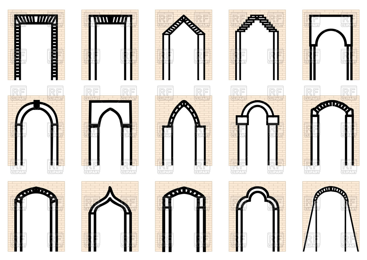 1200x849 Set Of Arches And Brick Wall Royalty Free Vector Clip Art Image