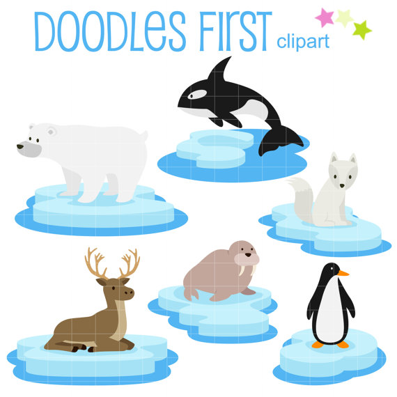 570x570 Arctic Animals On Ice Clip Art For Scrapbooking Card Making
