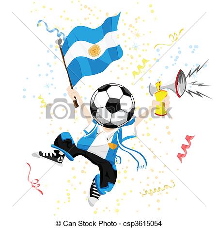 450x470 Argentina Soccer Fan With Ball Head. Editable Vector Illustration.