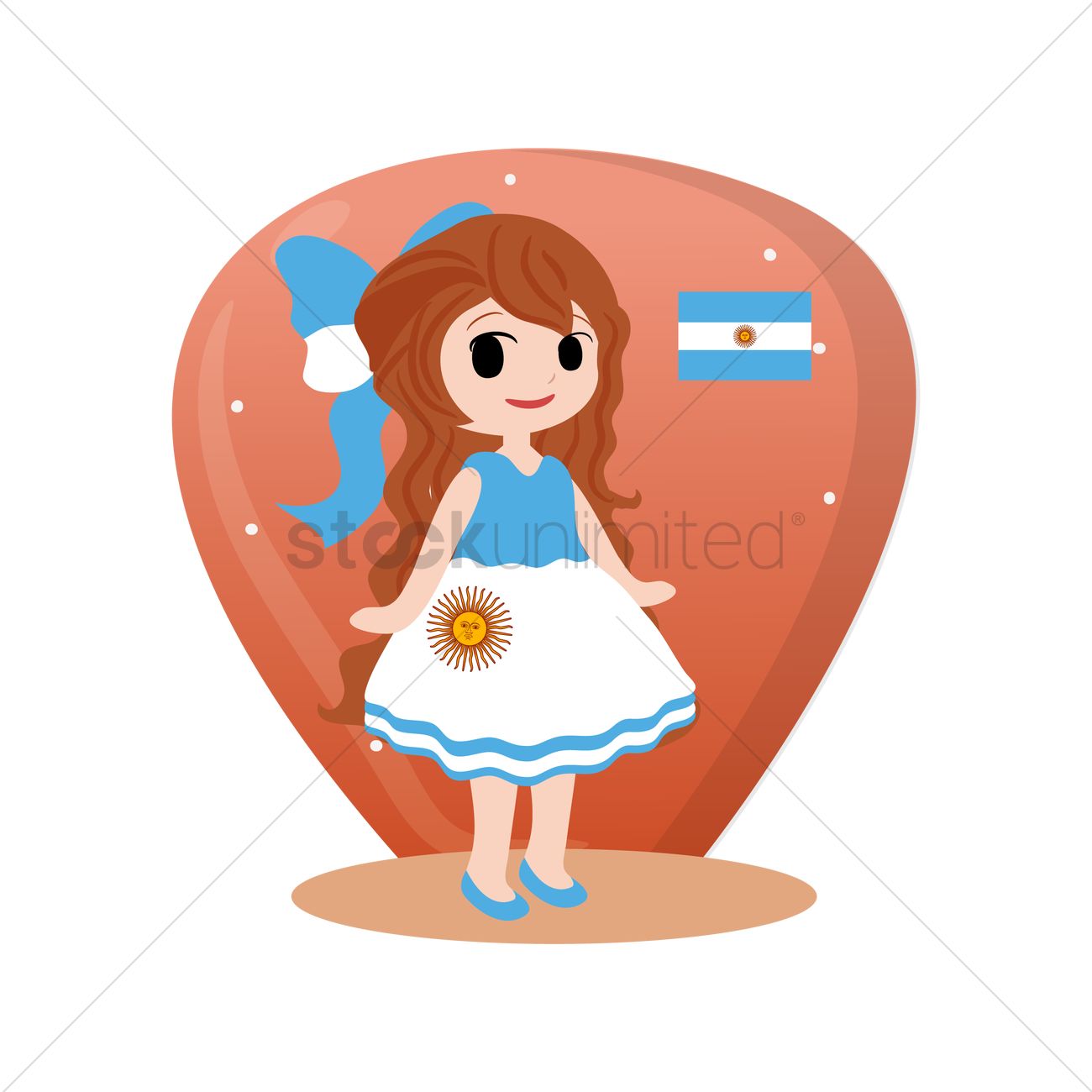 1300x1300 Free Girl Wearing Dress Of Argentina Flag Vector Image