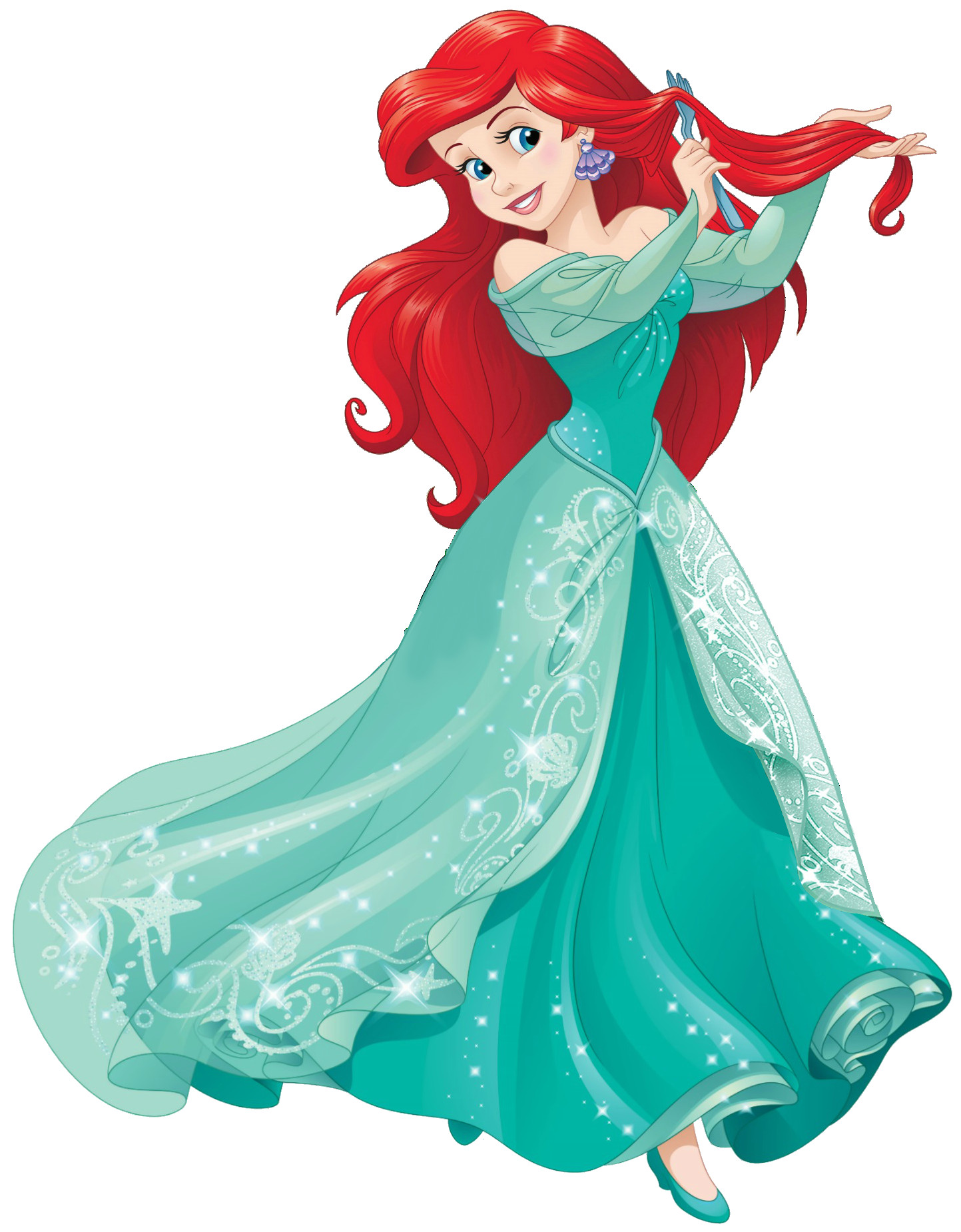 1443x1850 Disney Princess Ariel With Cute Kitten Transparent Png Clip Art