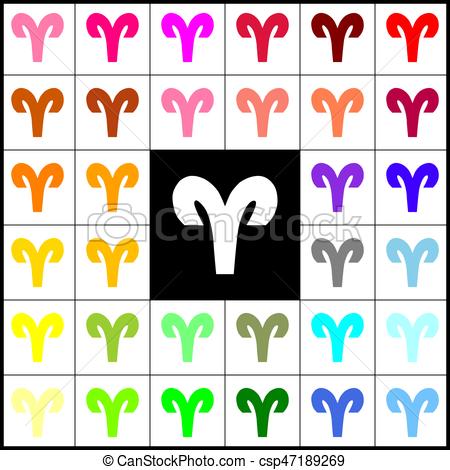 450x470 Aries Sign Illustration. Vector. Felt Pen 33 Colorful Icons