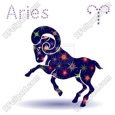 400x400 Zodiac Sign Aries With Stylized Stars Isolated On The White