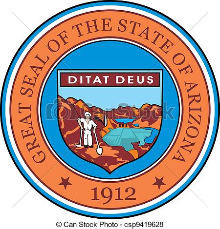 450x470 Arizona Seal. Various Vector Flags, State Symbols, Emblems