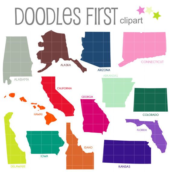 570x570 This Clipart Set Includes The Following Elements A M Usa States