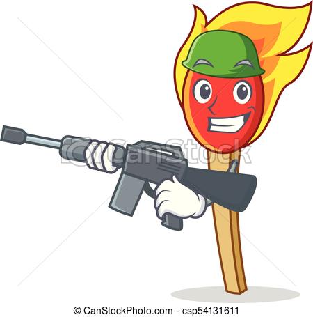 450x455 Army Match Stick Character Cartoon Vector Illustration Vector Clip