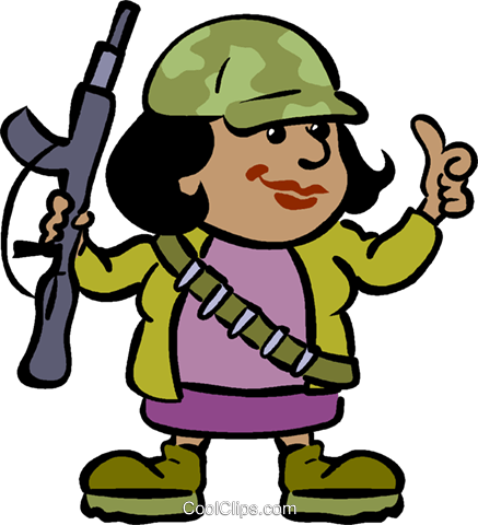437x480 Female Soldier With A Gun Royalty Free Vector Clip Art