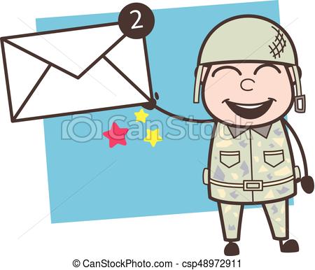 450x386 Cartoon Army Man Showing Messages Vector Illustration Vector Clip