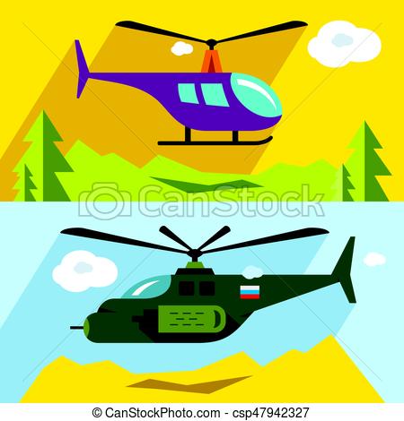 450x470 Vector Set Of Civil And Military Aviation. Flat Style Vector