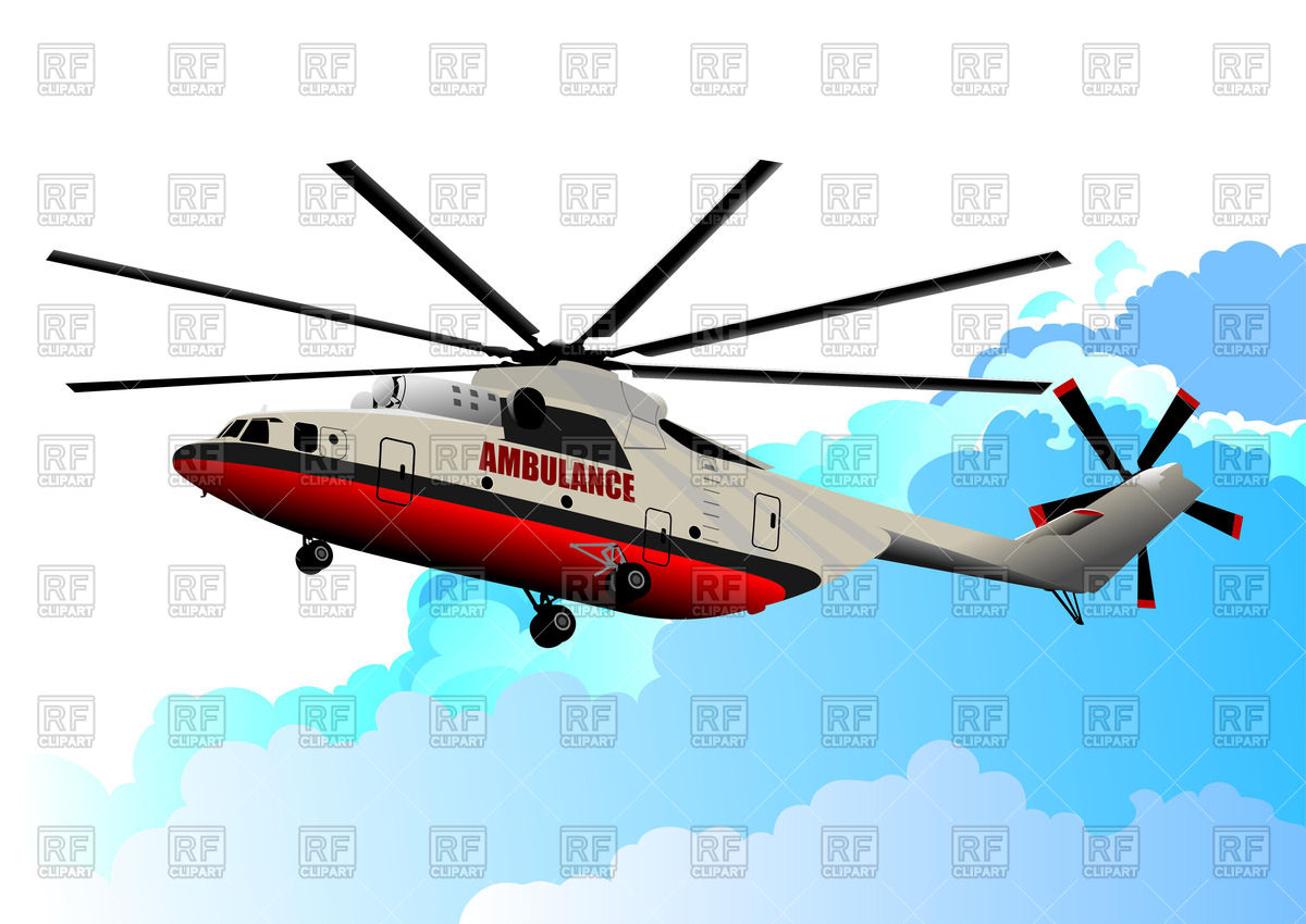 1200x850 Ambulance Helicopter In Sky Background (Side View) Royalty Free