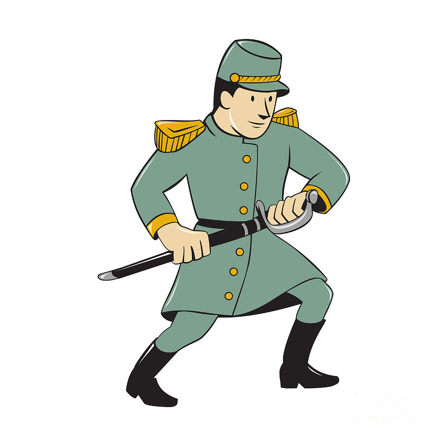900x900 Confederate Army Soldier Drawing Sword Cartoon Digital Art By