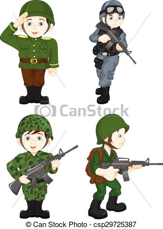 335x470 Vector Illustration Of Army Soldier Boy Posing.