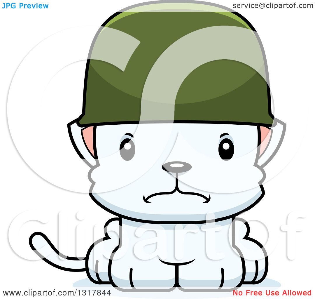 1080x1024 Animal Clipart Of A Cartoon Cute Mad White Kitten Cat Army Soldier