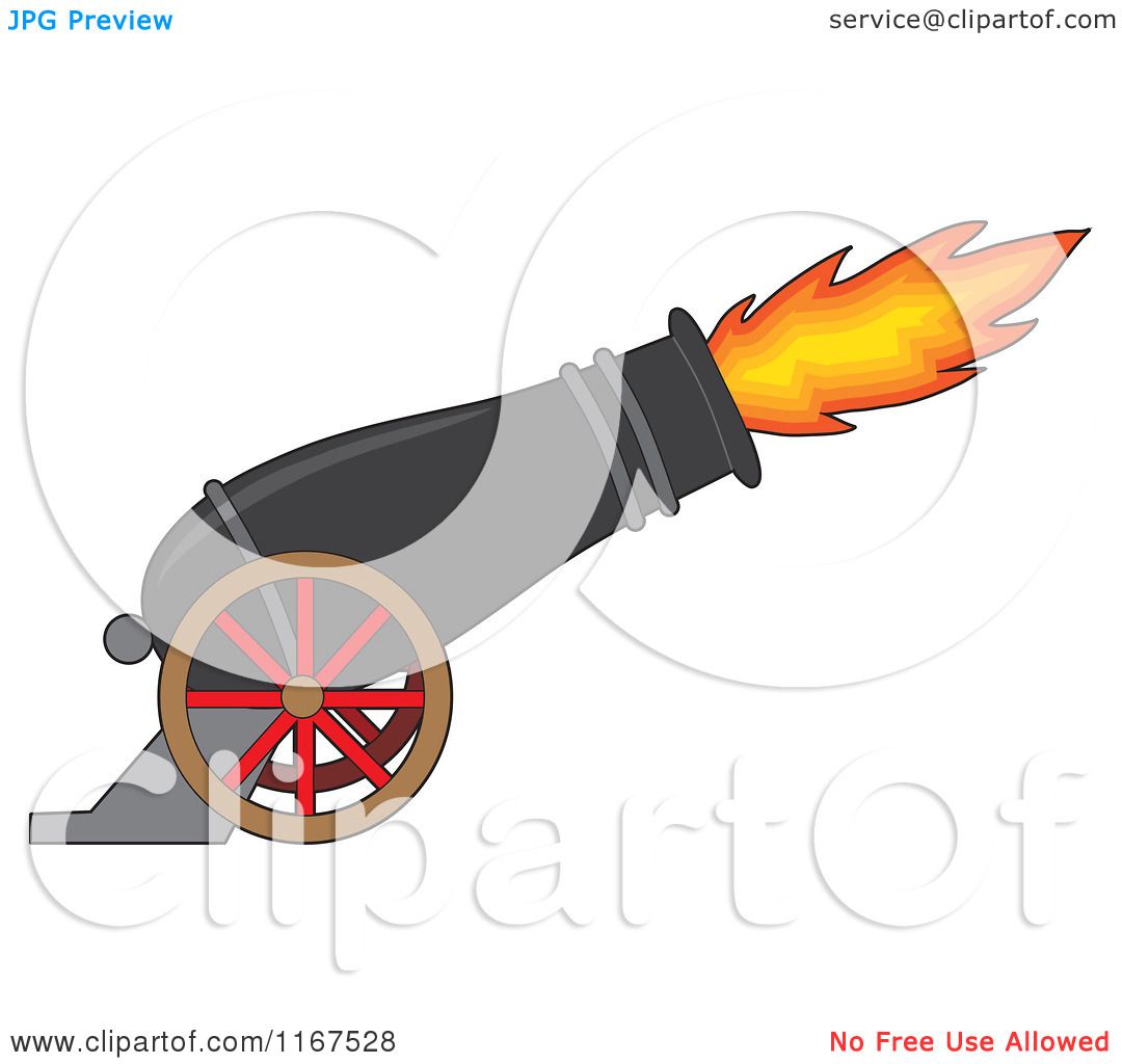 1080x1024 Cartoon Of A Cannon With Blazing Fire