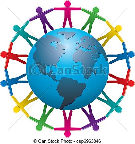439x470 Vector Illustration Of People Around The World Clip Art Vector