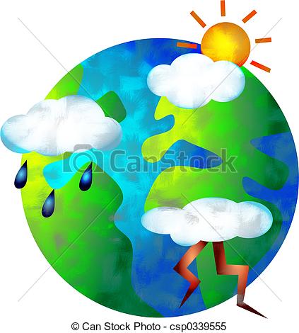 423x470 Weather World. Sunshine, Rain And Lightning Around The Globe Stock