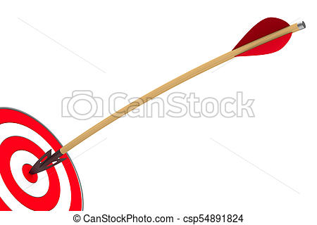 450x320 Arrow And Dartboard On White Background. Isolated 3d Clip Art