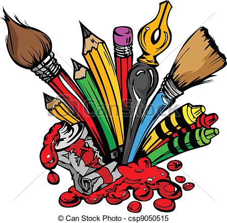 450x442 Art Supplies Vector Cartoon. Art And Back To School Clipart
