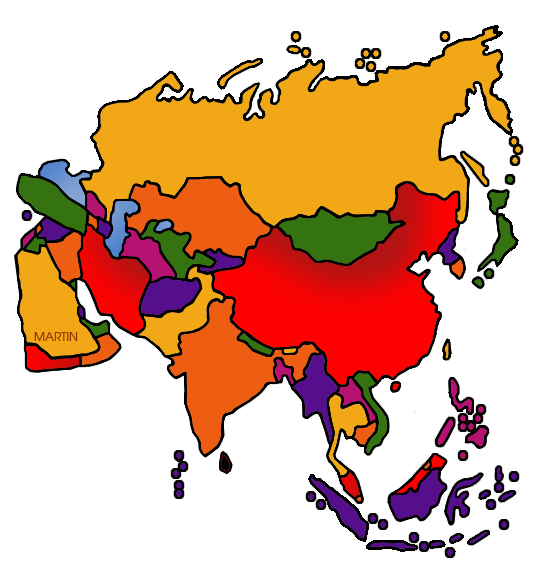 542x576 Asia Clip Art By Phillip Martin, Asia Map