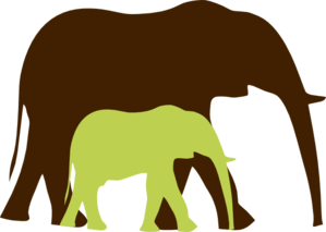 299x213 Green Baby Elephant And Mom 2 Clip Art
