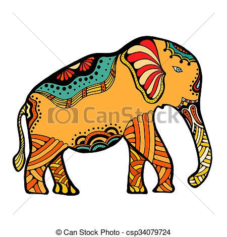 450x470 Art Hand Drawn Color Tattoo Doodle With Decorated Indian Clip