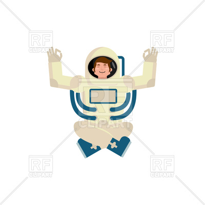 400x400 Astronaut Yogi. Space Yoga. Royalty Free Vector Clip Art Image